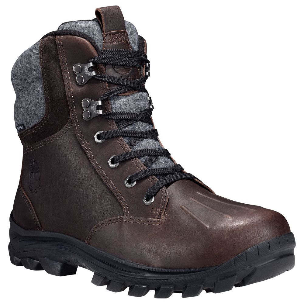 Botas de Nieve Timberland Argentina Hombre - Chillberg Mid Waterproof - Marrones Oscuro - TNGZMF-051